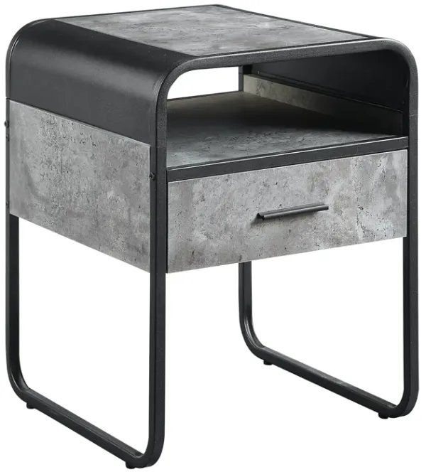 ACME Raziela End Table, Concrete Gray & Black Finish