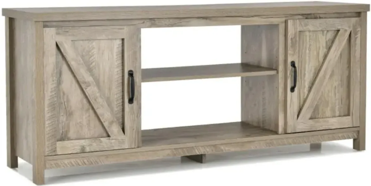 Hivvago 59 Inches TV Stand Media Console Center with Storage Cabinet-Natural