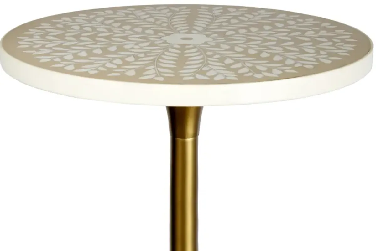 Nysha Modern Bohemian Metal/Resin Inlay Top End Table