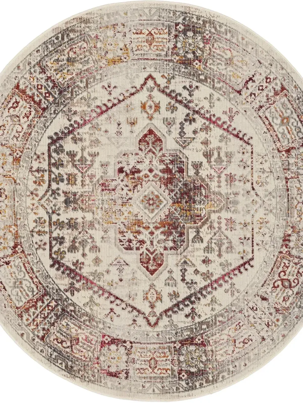 Vintage Kashan VKA08 Ivory/Red 6' x Round Rug