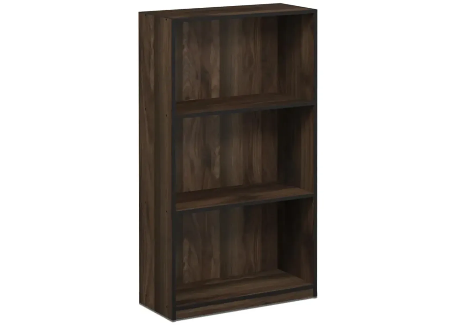 FURINNO Basic 3-Tier Bookcase Storage Shelves, Columbia Walnut