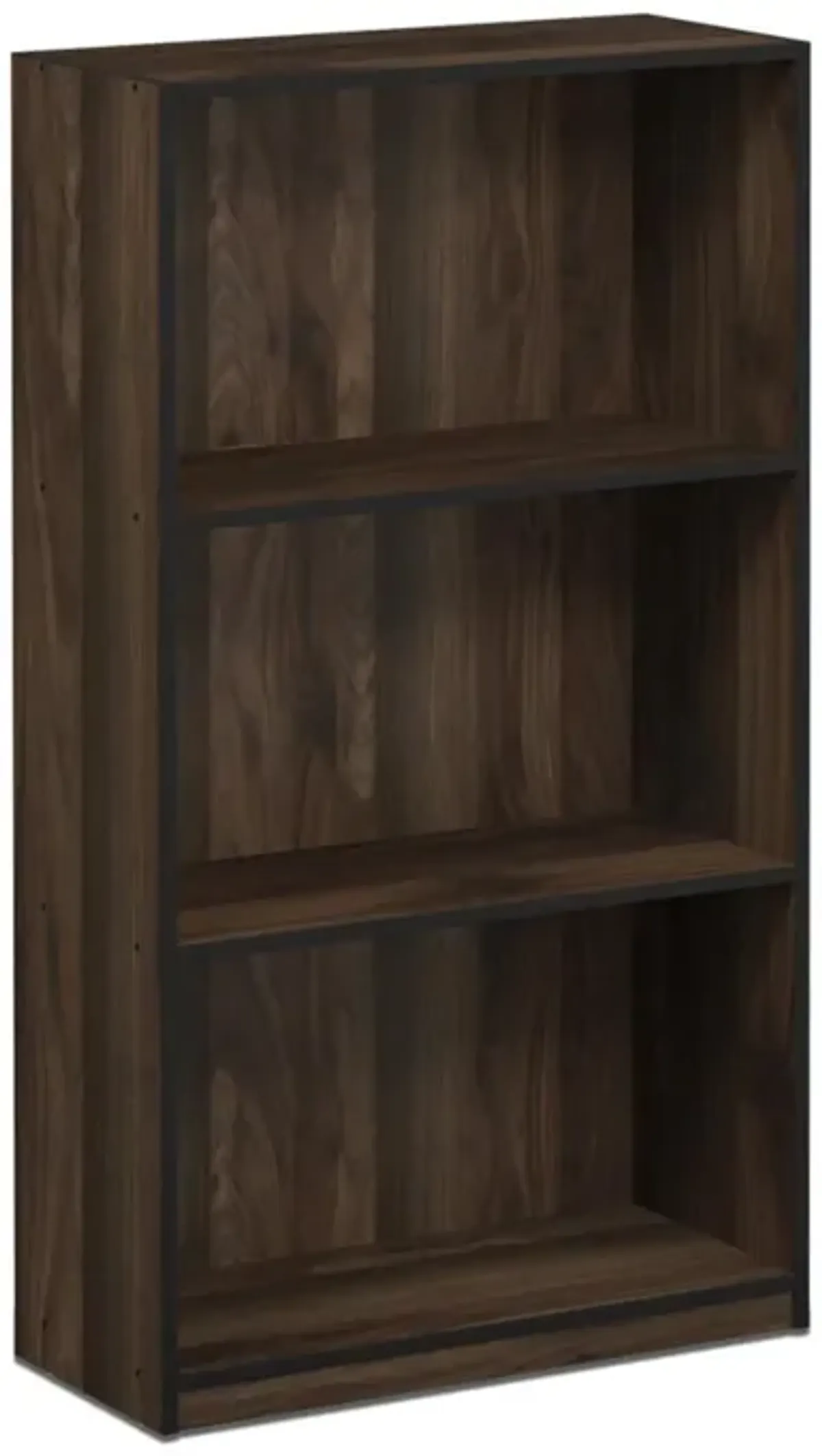 FURINNO Basic 3-Tier Bookcase Storage Shelves, Columbia Walnut