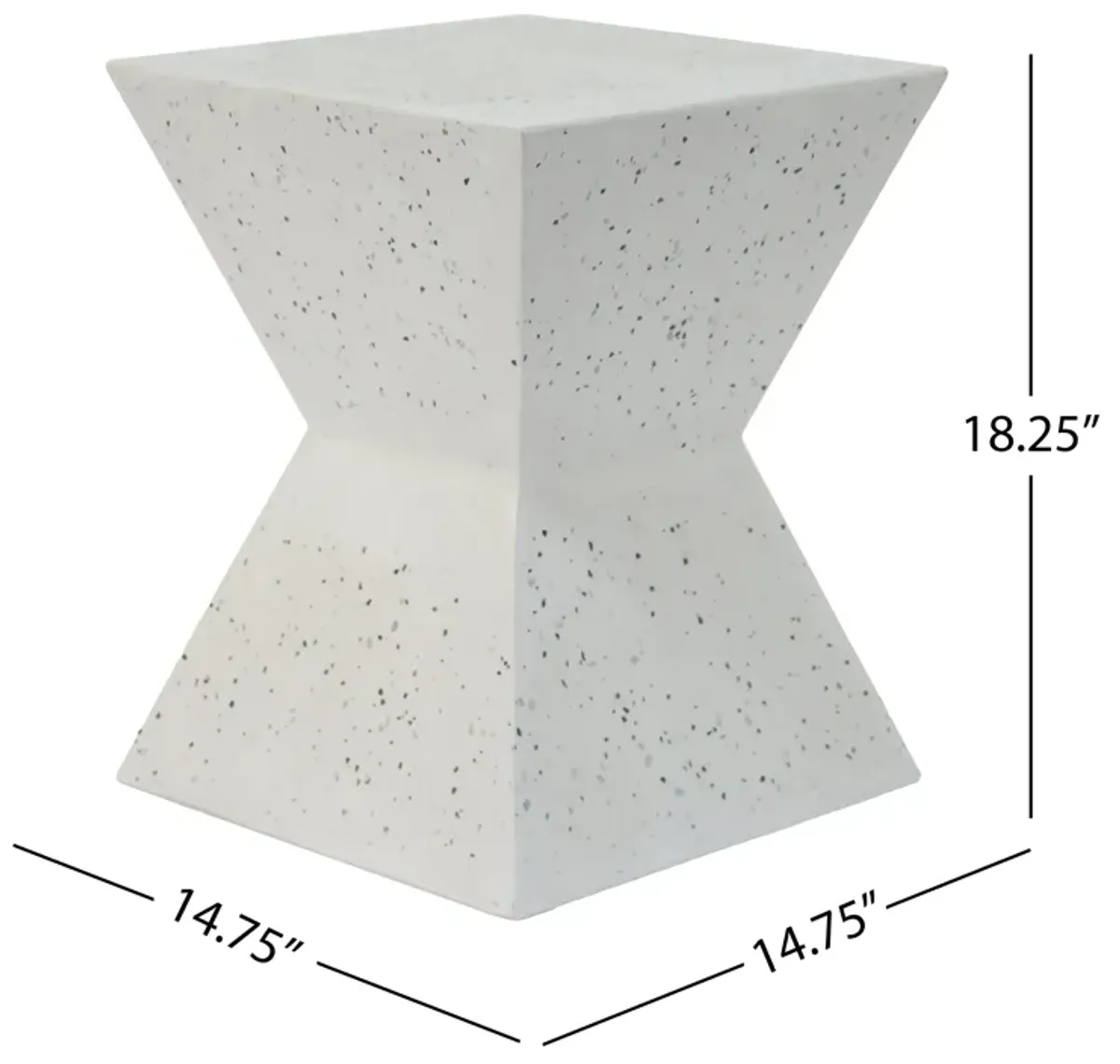 Merax White Terrazzo Finish Prismatic Symmetry Concrete Side Table