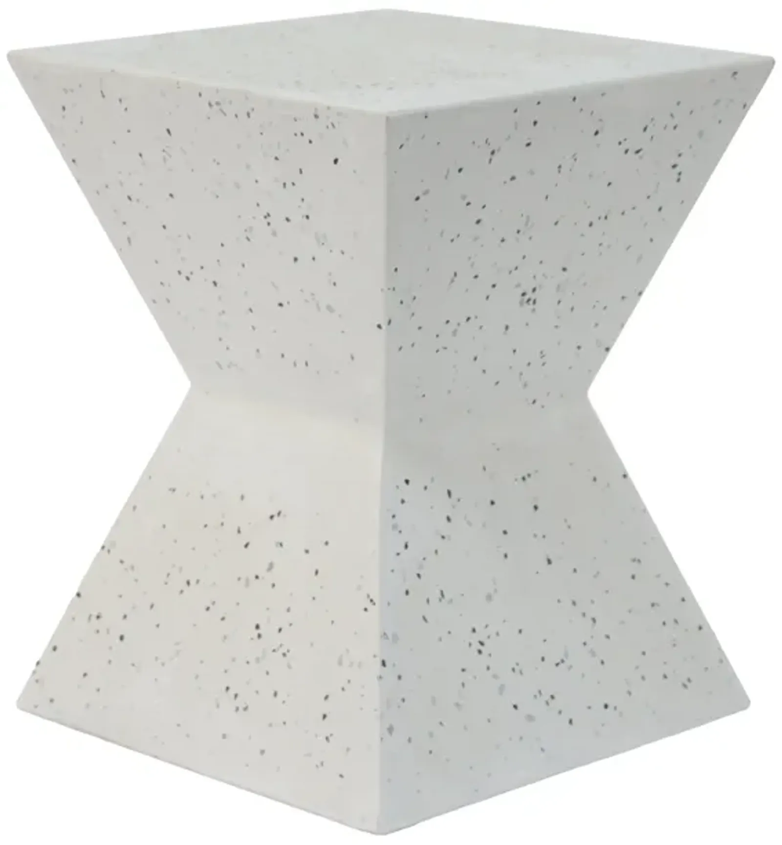 Merax White Terrazzo Finish Prismatic Symmetry Concrete Side Table