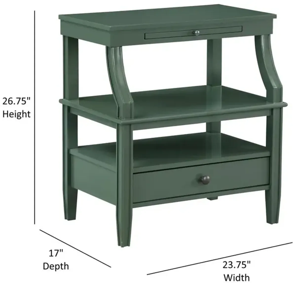 Comfort Pointe Newton Vintage Green Storage Nightstand