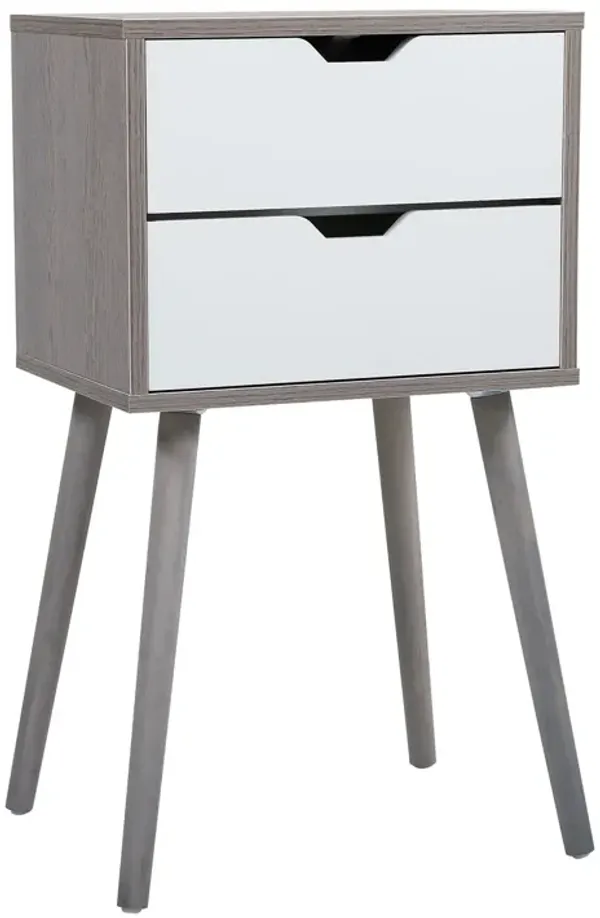 Jaxpety Double Drawer Nightstand White
