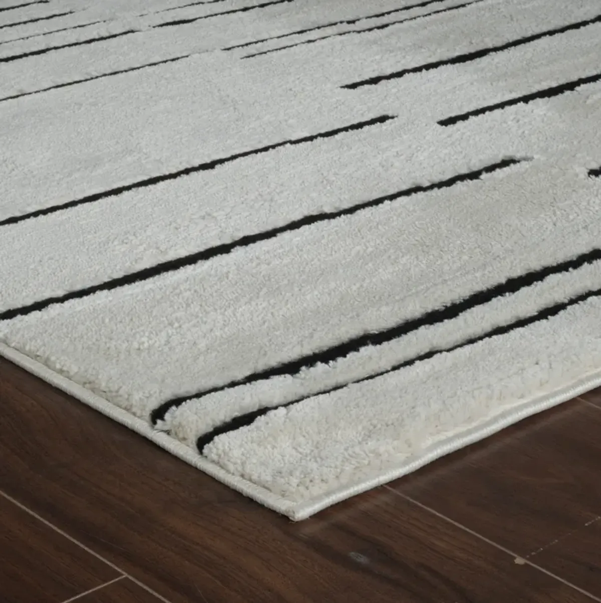 Domus Abstract Modern Cream Black Indoor Area Rug