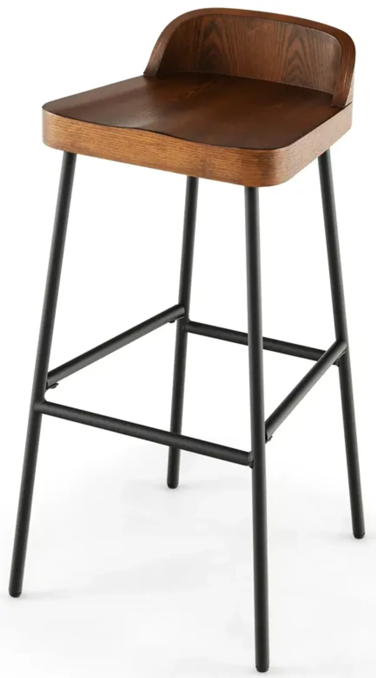 Set of 1/2 29 Inch Industrial Bar Stools with Low Back and Footrests