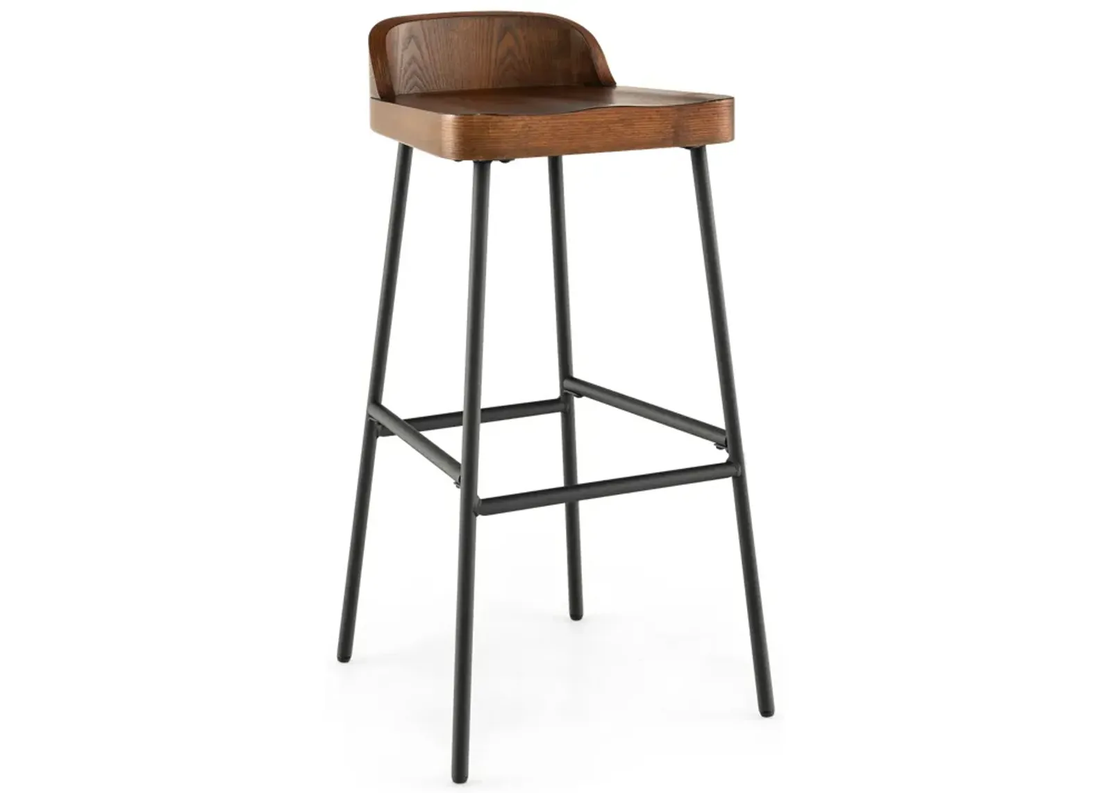 Set of 1/2 29 Inch Industrial Bar Stools with Low Back and Footrests