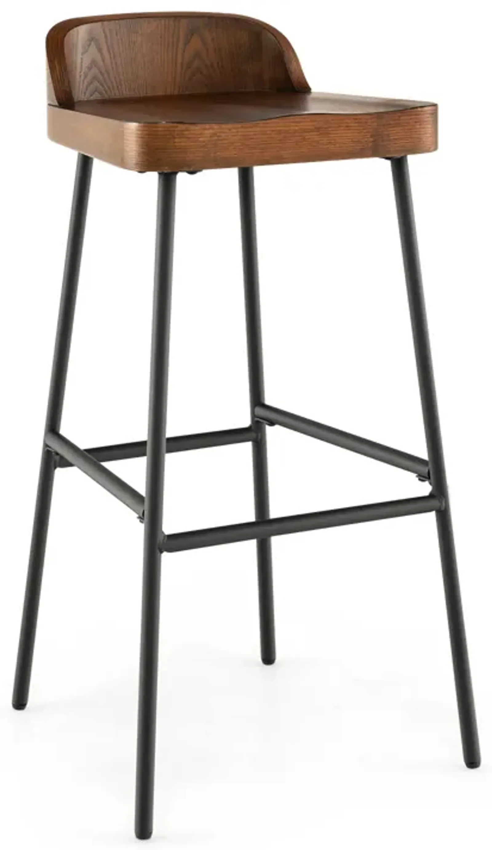 Set of 1/2 29 Inch Industrial Bar Stools with Low Back and Footrests