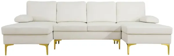 99.5 in. W Square Arm 3-piece Flannel Transitional U Shaped Sectional Sofa