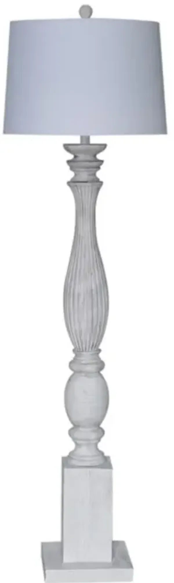 Hivvago 63" White Resin Floor Lamp With White Fabric Drum Shade