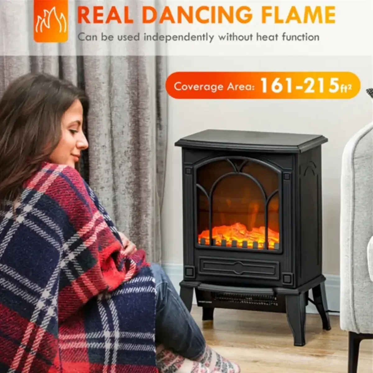 Energy-Efficient Electric Fireplace Heater with Multiple Heat Settings
