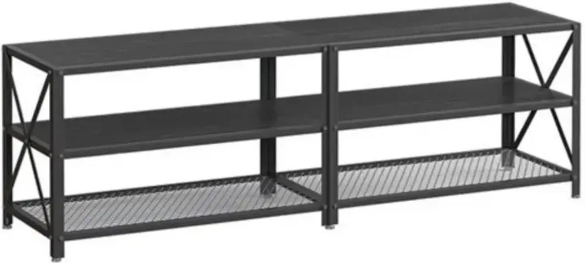 Industrial Metal Wood TV Stand Entertainment Center
