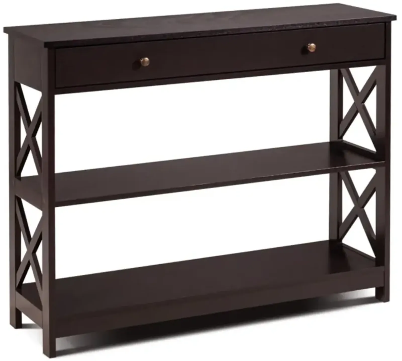 Hivvago Console Table 3-Tier with Drawer and Storage Shelves