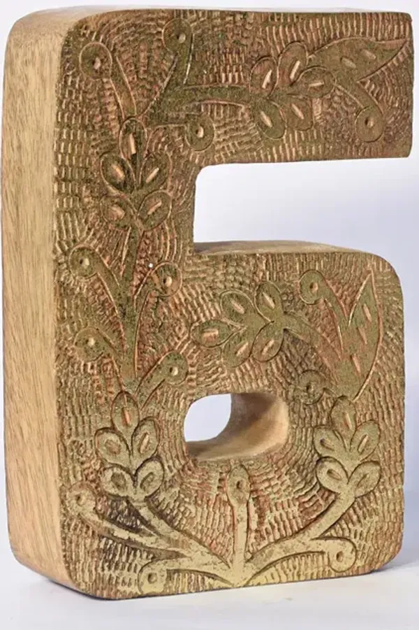 Vintage Natural Gold Handmade Eco-Friendly "6" Numeric Number For Wall Mount & Table Top Décor