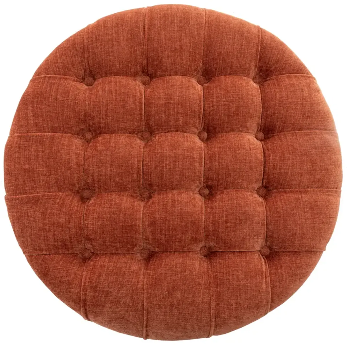 Prescott Large Round Tufted Storage Ottoman - Cream Faux Leather