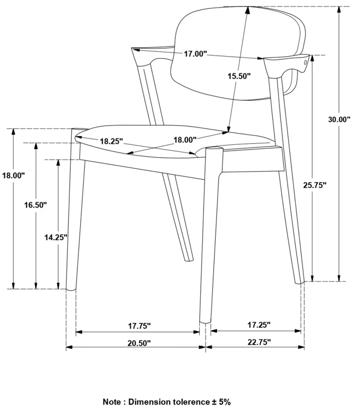 Stevie Upholstered Demi Arm Dining Side Chairs Brown Grey and Black (Set of 2)