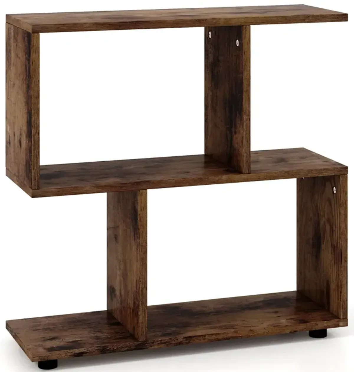 24 Inch 3-Tier Geometric Bookshelf with Thick Foot Pads