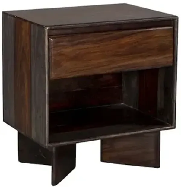 Porter Designs Cambria Solid Sheesham Wood Nightstand, Gray
