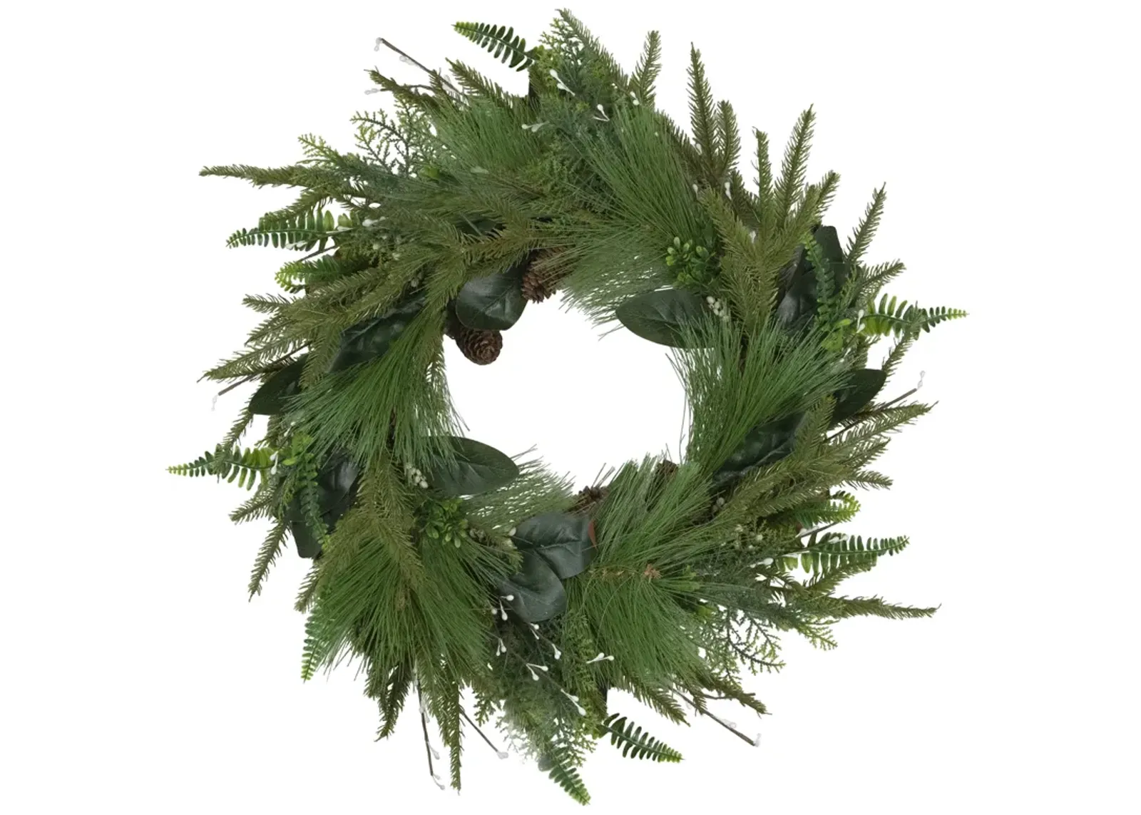 Long Needle Pine and Mixed Foliage Artificial Christmas Wreath  25-Inch  Unlit