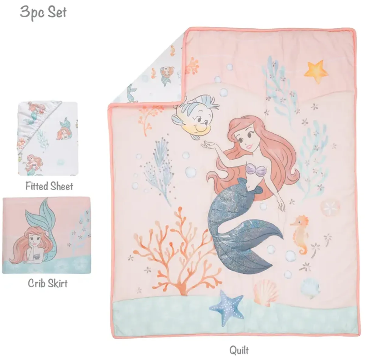 Bedtime Originals Disney Baby The Little Mermaid 3-Piece Baby Crib Bedding Set