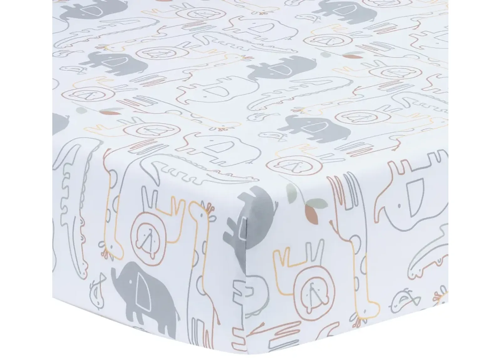 Lambs & Ivy Jungle Story 100% Cotton Safari Baby Fitted Crib Sheet - White