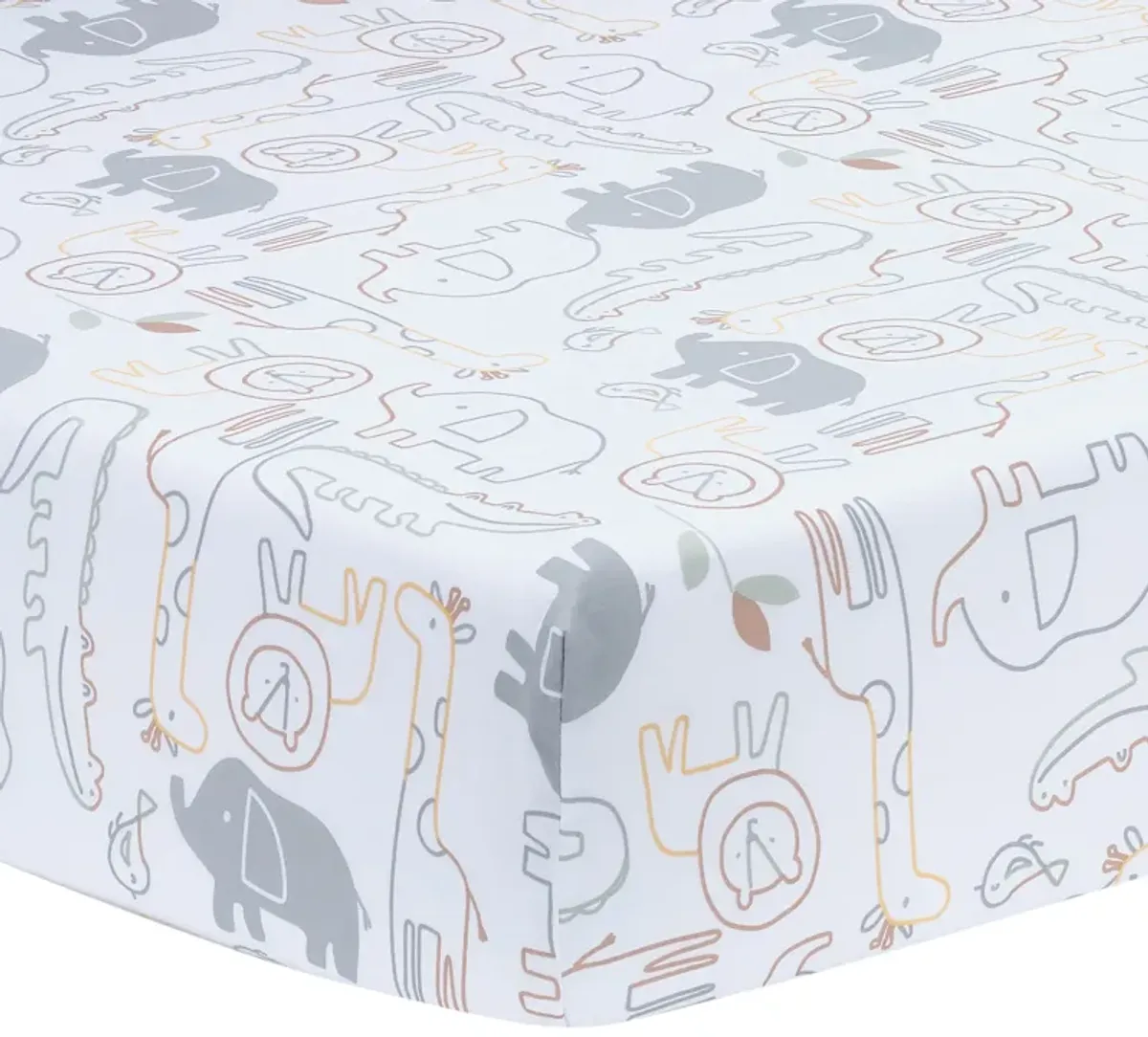 Lambs & Ivy Jungle Story 100% Cotton Safari Baby Fitted Crib Sheet - White