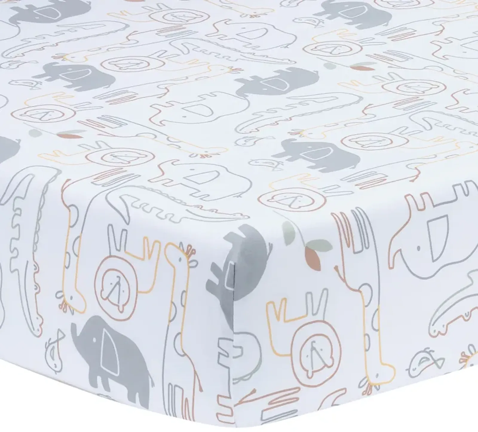 Lambs & Ivy Jungle Story 100% Cotton Safari Baby Fitted Crib Sheet - White