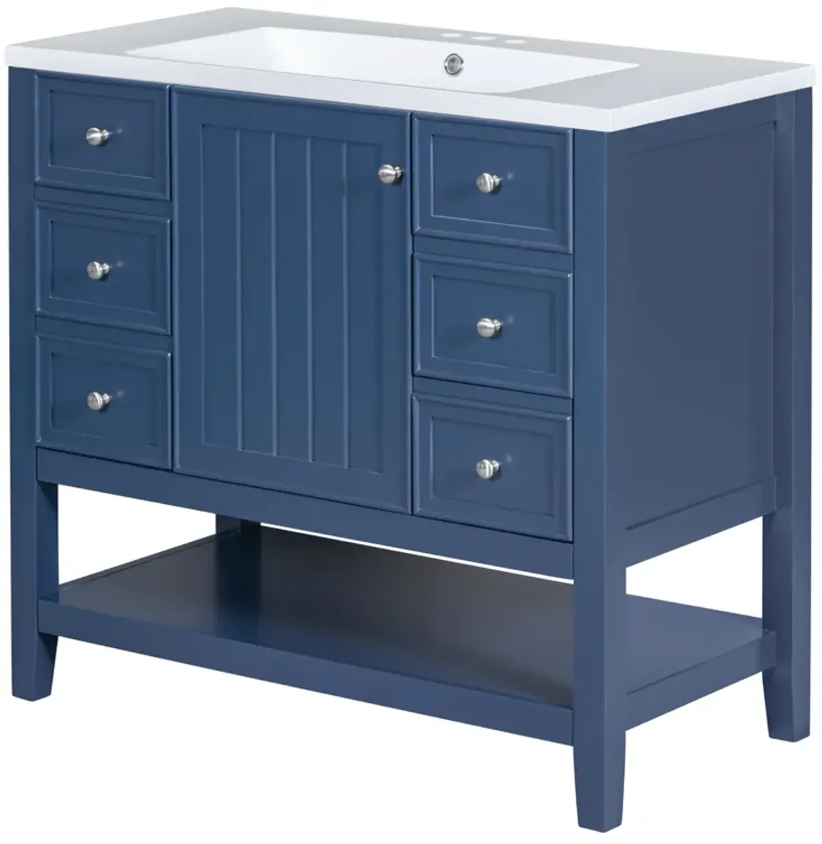 Gewnee 36" Bathroom Vanity with Sink Combo, One Cabinet and Three Drawers, Solid Wood and MDF Board