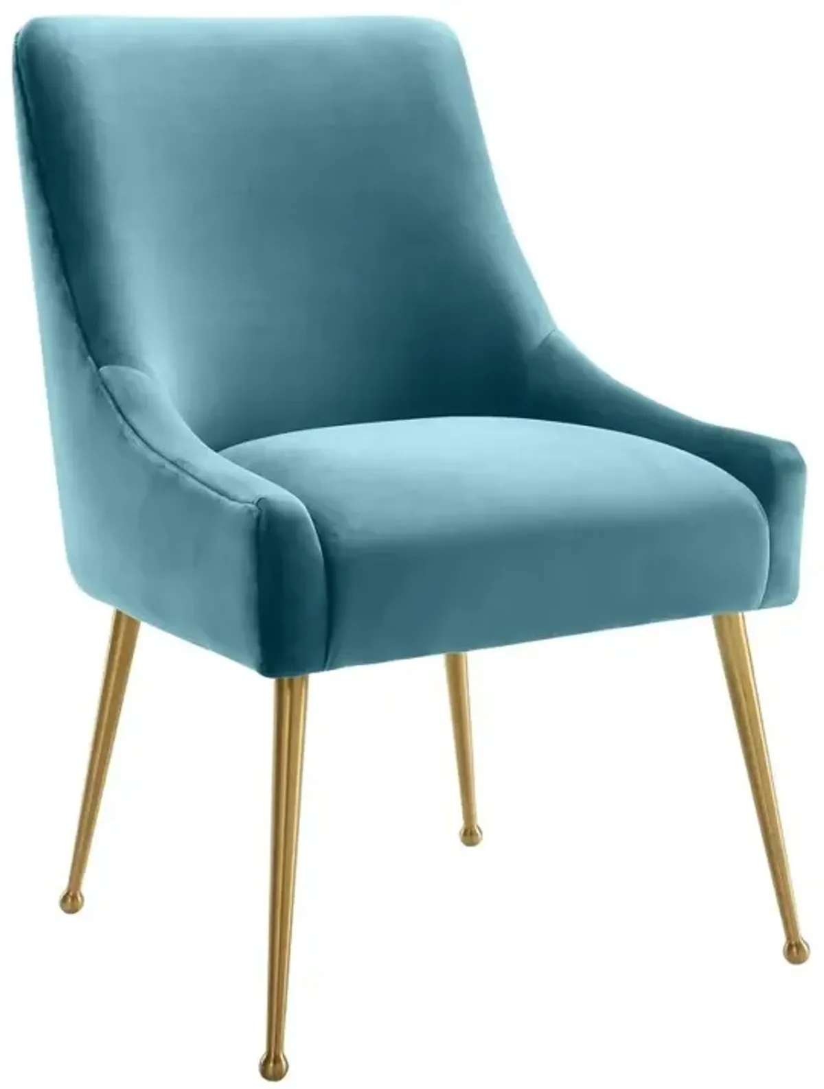 Belen Kox Serene Sea Blue Velvet Side Chair, Belen Kox