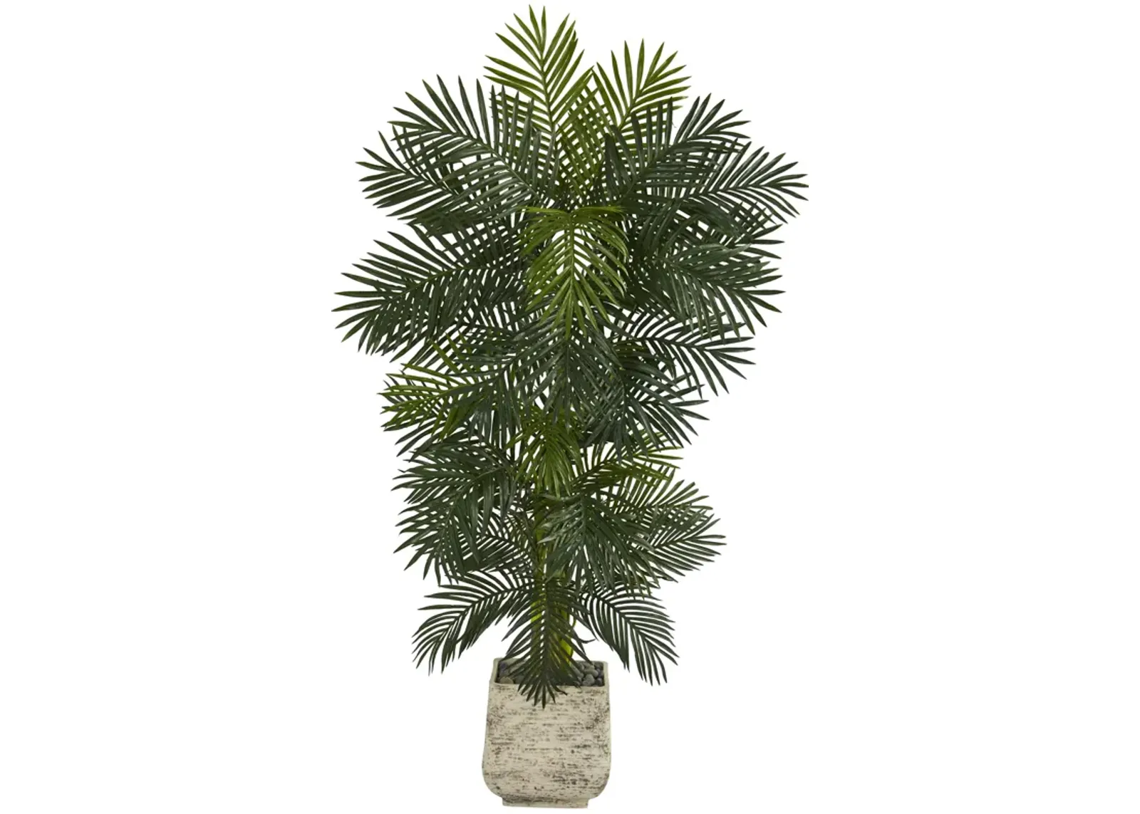 HomPlanti 6.5 Feet Golden Cane Artificial Palm Tree in White Planter