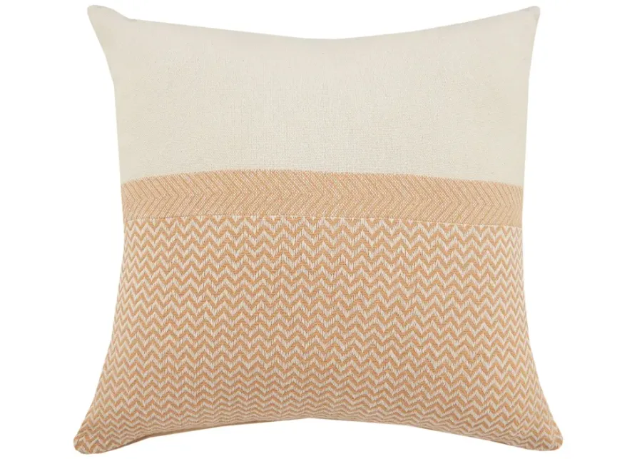 26" Orange and White Chevron Square Throw Pillow