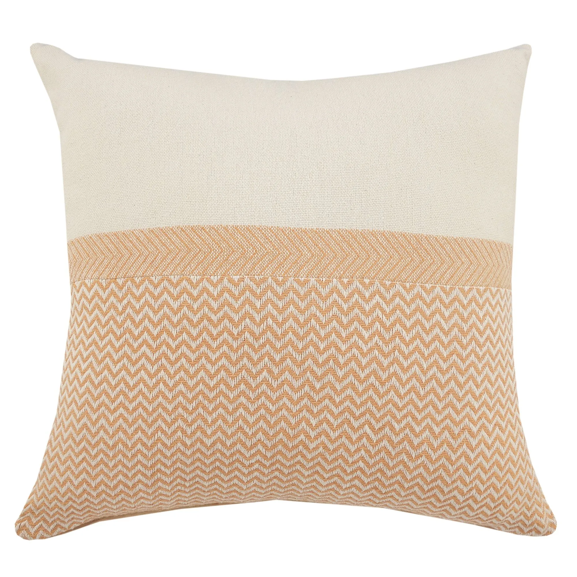 26" Orange and White Chevron Square Throw Pillow