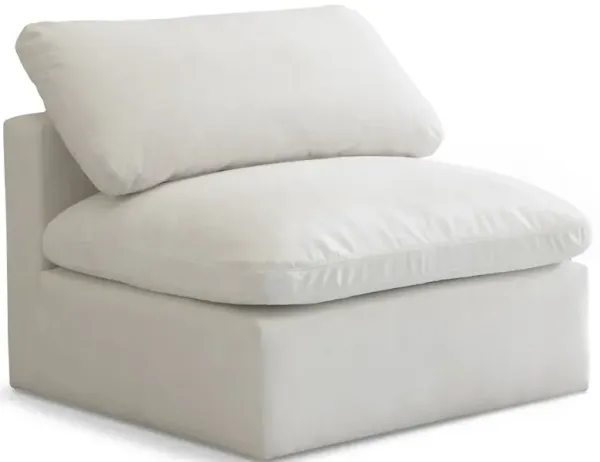 Meridian Furniture Plush Cream Velvet Standard Comfort Modular Armless Chair