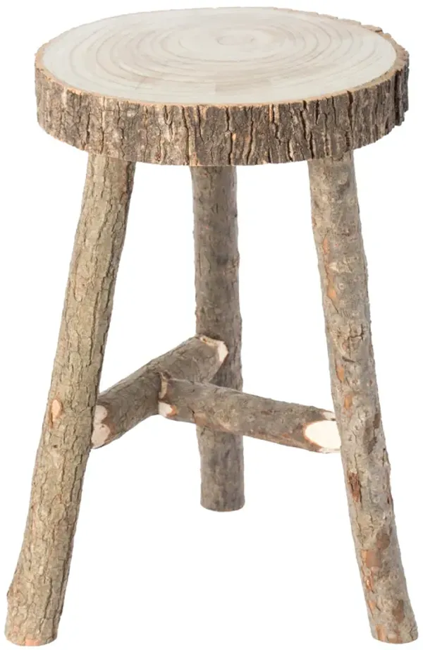 Decorative Antique Log Cabin Natural Wooden Accent Stool Side Table