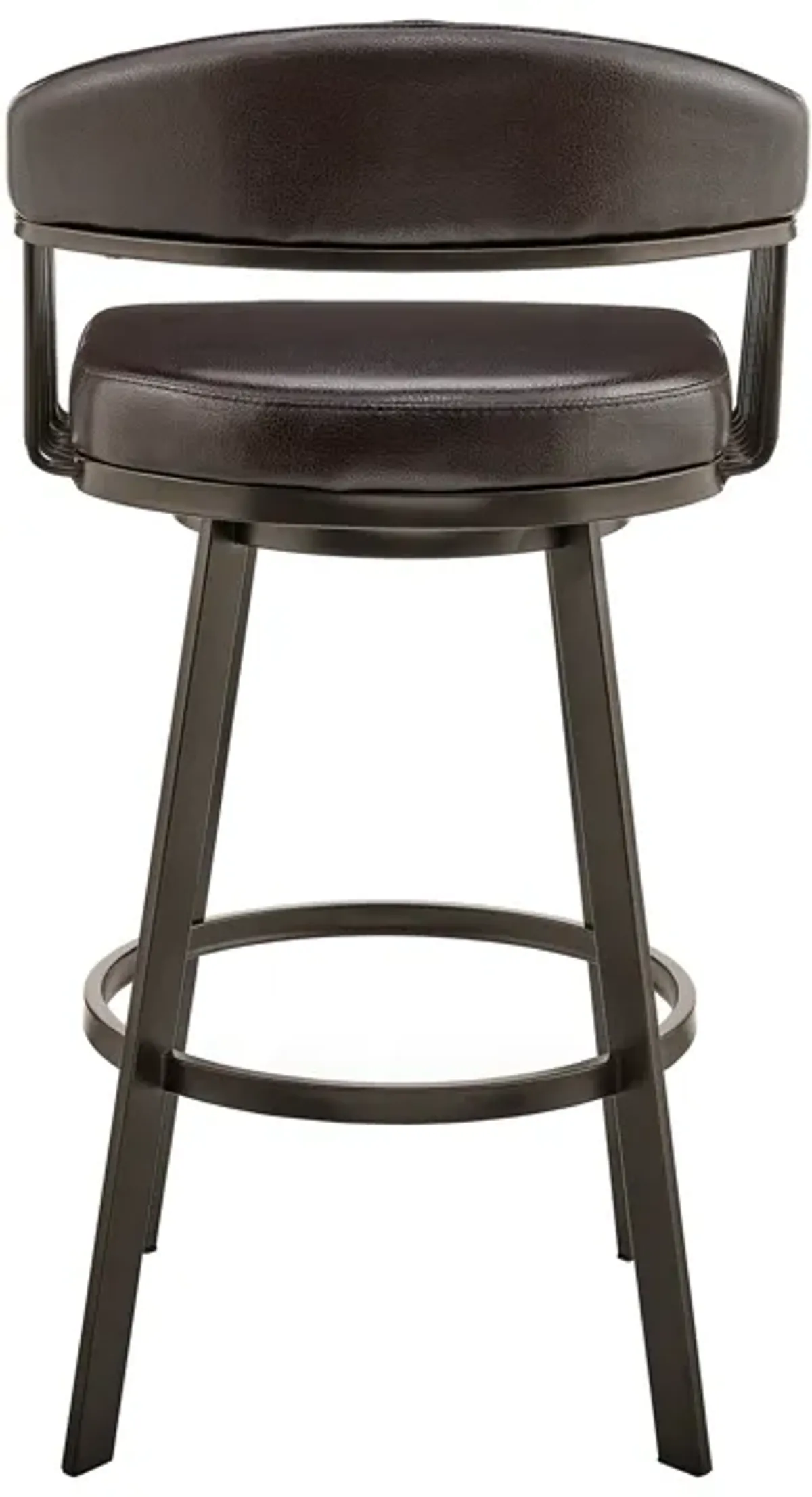 Bronson Bar Height Swivel Bar Stool in Silver finish and White Faux Leather