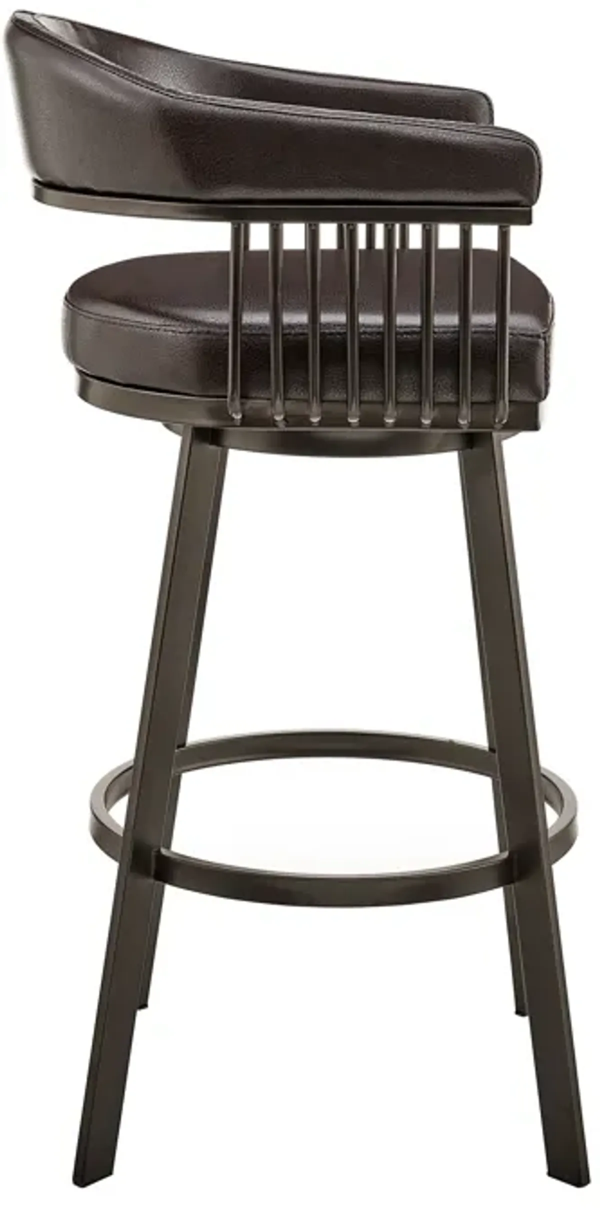 Bronson Bar Height Swivel Bar Stool in Silver finish and White Faux Leather