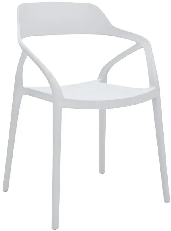 Geni 23 Inch Side Dining Chair Set of 4, Indoor Outdoor, White Finish - Benzara