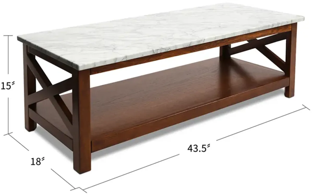 Agatha 44" Rectangular Italian Carrara Coffee Table