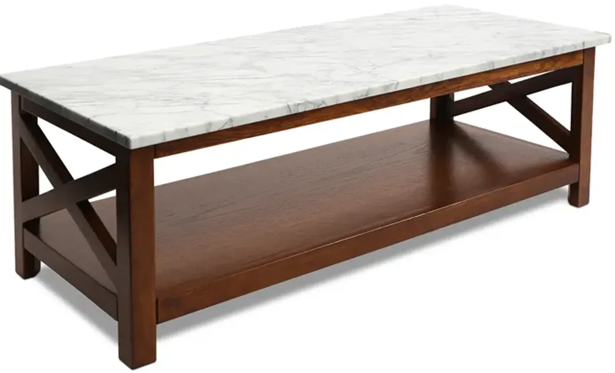 Agatha 44" Rectangular Italian Carrara Coffee Table