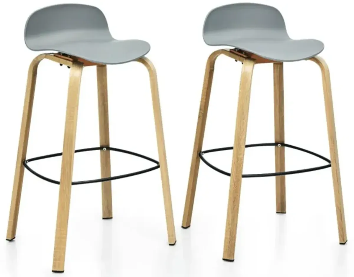 Hivvago Set of 2 Modern Barstools Pub Chairs with Low Back and Metal Legs