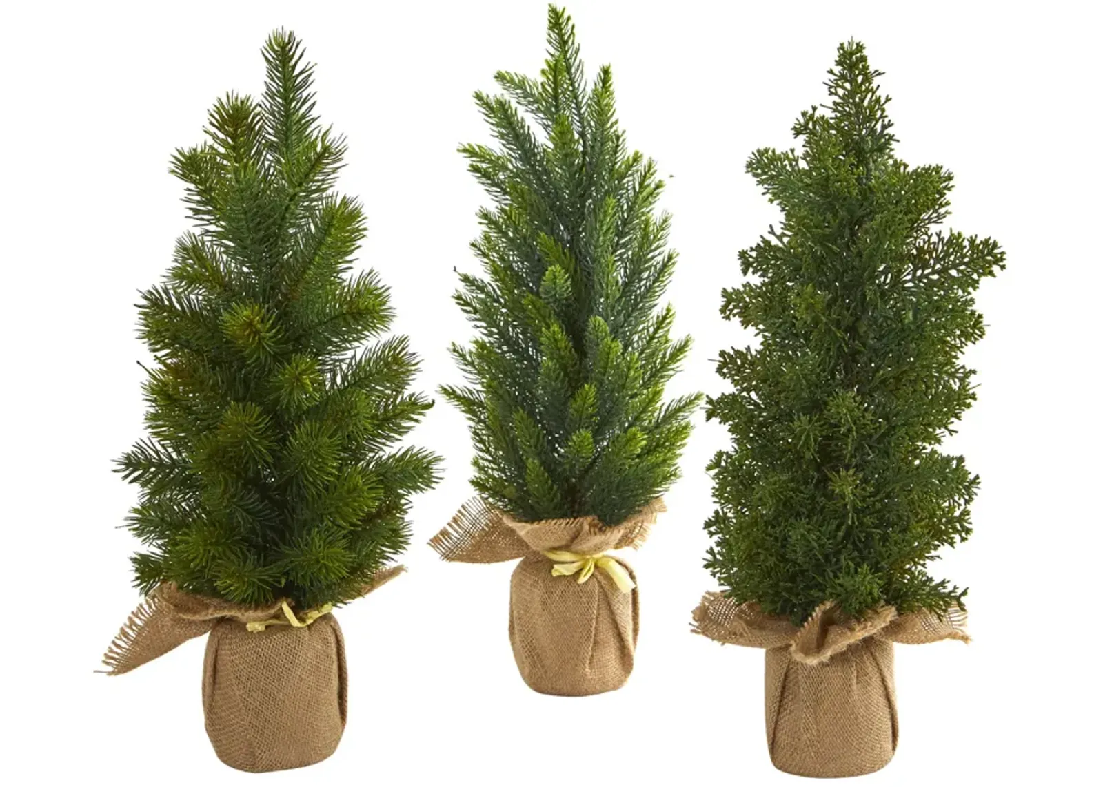 HomPlanti 15 Inches Mini Cypress and Pine Artificial Tree (Set of 3)