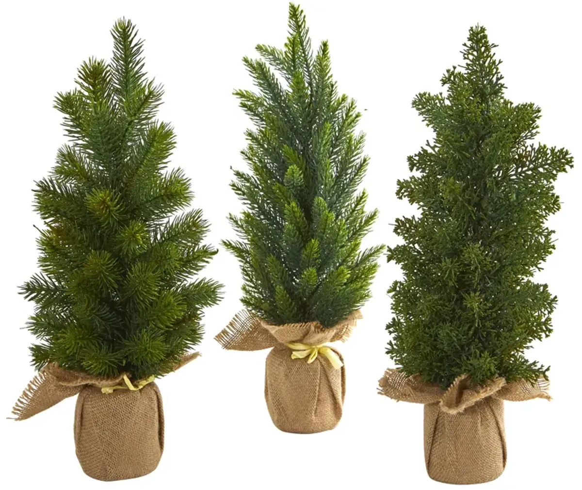 HomPlanti 15 Inches Mini Cypress and Pine Artificial Tree (Set of 3)