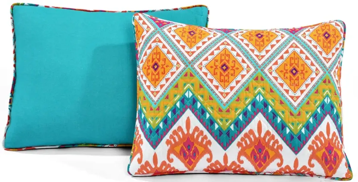 Boho Chevron Reversible Cotton Quilt 3Pc Set