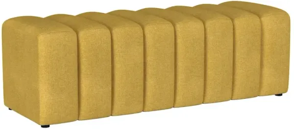Summer Fabric Upholstered Tufted Accent Bench Mustard Yellow