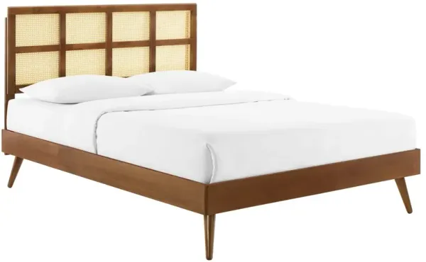 Modway - Sidney Cane and Wood Full Platform Bed with Splayed Legs