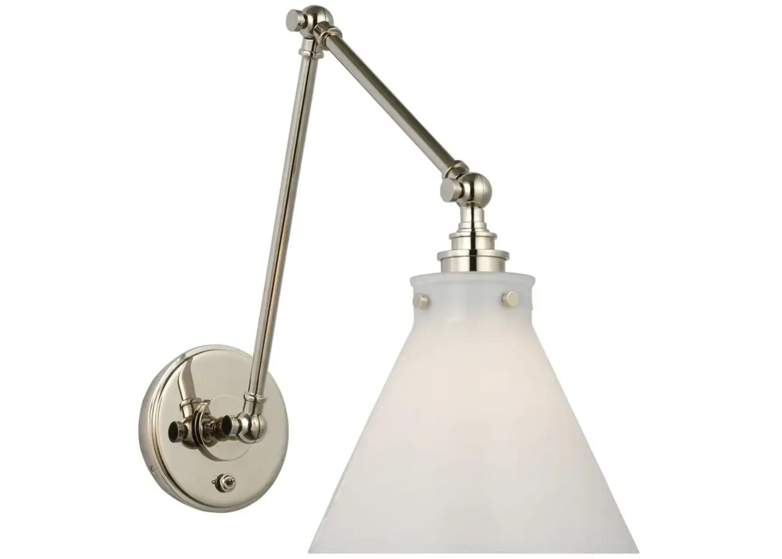 Parkington Double Library Wall Light in Polished Nickel with White Glass