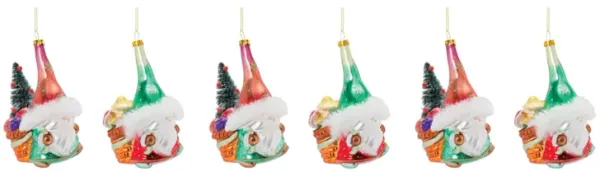 Glass Santa Gnome Ornament (Set of 6)