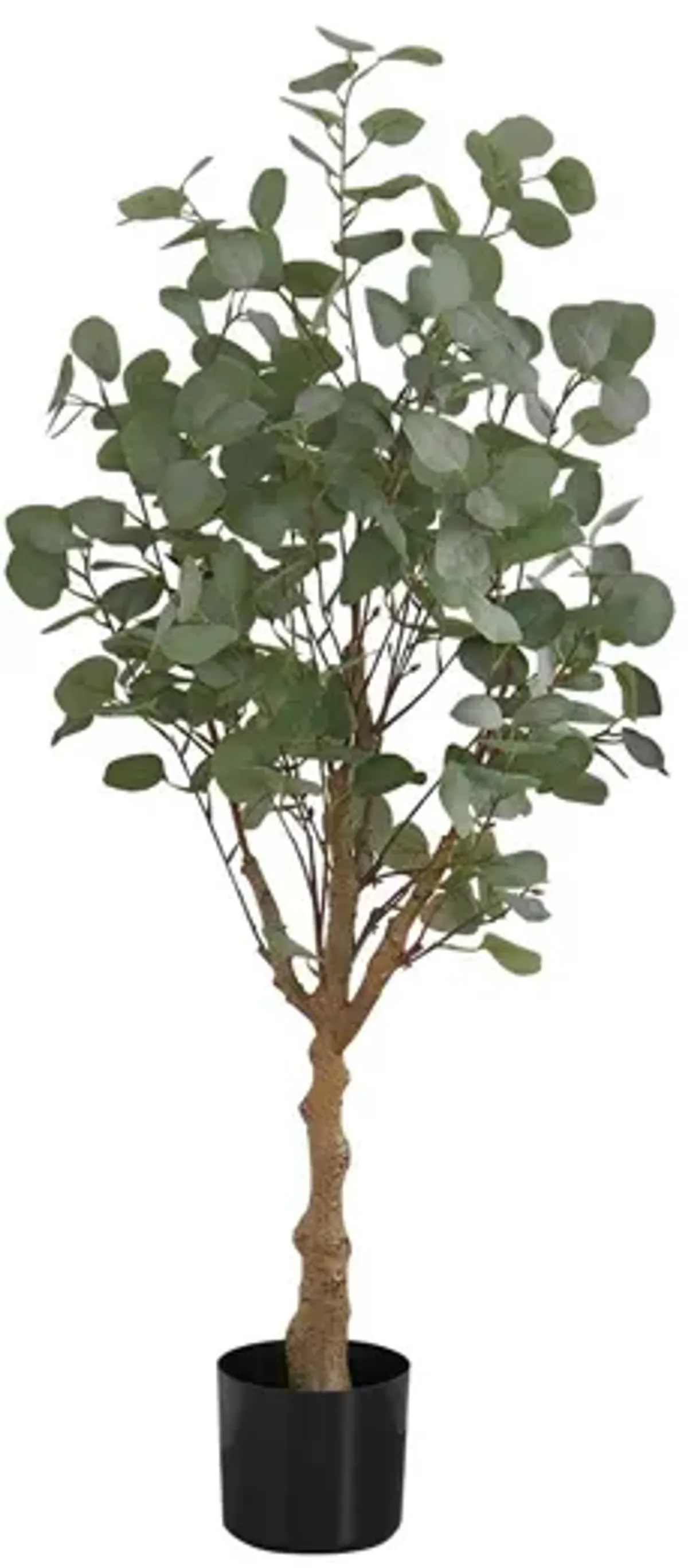 Monarch Specialties I 9518 - Artificial Plant, 46" Tall, Eucalyptus Tree, Indoor, Faux, Fake, Floor, Greenery, Potted, Decorative, Green Leaves, Black Pot